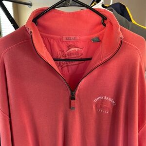 Tommy Bahama Red Zip Up Sweater Coral